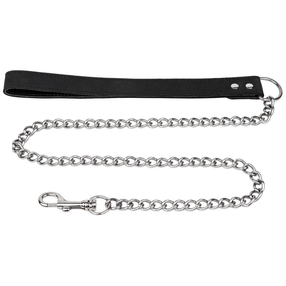 Bondara Luxe Black Nubuck Leather Chain Leash