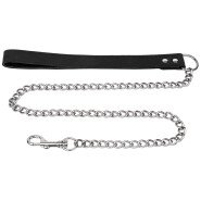 Bondara Luxe Black Nubuck Leather Chain Leash