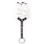 Bondara Dominator Faux Leather Chain Nipple Clamps & Cock Ring
