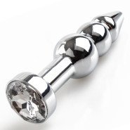 Bejewelled Metal Double Beaded Butt Plug - 4.5 Inch