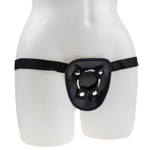 Black Strap On Harness with Interchangeable Rings